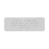 Modern eenvoudig stijlvol licht grijs retouradres etiket (Voorkant)