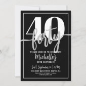 Modern Eenvoudig Stijlvol Script 40ste Verjaardags Kaart (Voorkant)