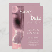 Modern, eenvoudig, stoffig Roos Mauve Save The Date (Voorkant / Achterkant)