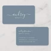 modern Eenvoudig stoffige blauwe handtekening Typo Visitekaartje (Voorkant / Achterkant)