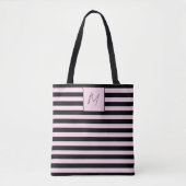 Modern eenvoudig streepjes monogram tote bag (Voorkant)
