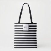 Modern eenvoudig strepen monogram tote bag (Voorkant)