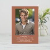 Modern Eenvoudig Terracotta Bruin Foto Afstuderen Aankondiging (Staand voorkant)