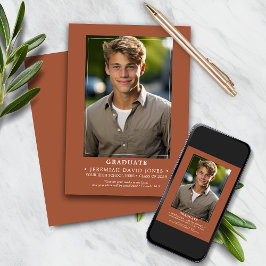 Modern Eenvoudig Terracotta Bruin Foto Afstuderen Aankondiging