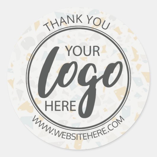 Modern eenvoudig Terrazzo keramiek Uw Logo hier Ronde Sticker (Voorkant)