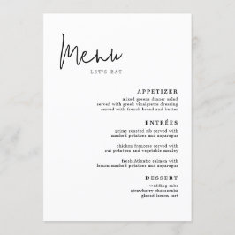 Modern Eenvoudig Trouwtafel Menu Kaarten Flat Menu