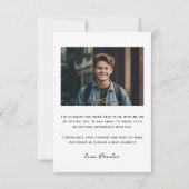 Modern eenvoudig typografie foto Afstuderen Bedankkaart (Achterkant)