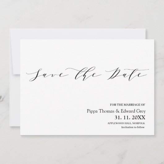 Modern, eenvoudig, typografie-huwelijk save the date (Voorkant)