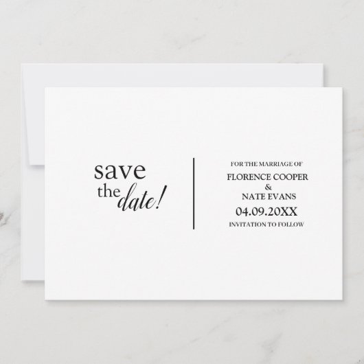 Modern, eenvoudig, typografie huwelijk save the date (Voorkant)