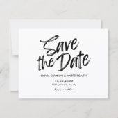 Modern eenvoudig typografisch zwart en wit save the date (Voorkant)