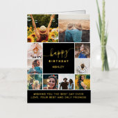 Modern eenvoudig verjaardagscooster zwart 10 foto- folie wenskaart (Voorkant)