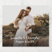 Modern eenvoudig Verloving foto bruiloft gunst Sparkling Wijnetiket (Enkel label)