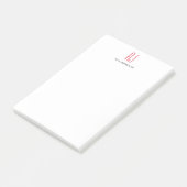 Modern eenvoudig verticaal eenvoudig wit rood mono post-it® notes (Schuin)