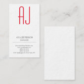 Modern eenvoudig verticaal eenvoudig wit rood mono visitekaartje (Voorkant / Achterkant)