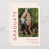 Modern eenvoudig verticaal foto-Afstuderen Kaart (Voorkant / Achterkant)