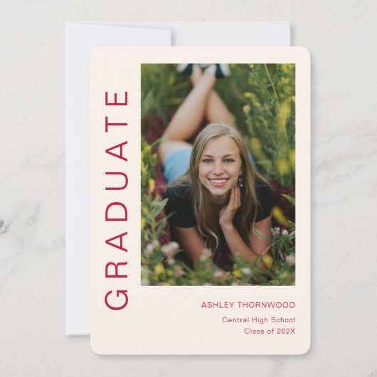 Modern eenvoudig verticaal foto-Afstuderen Kaart (Voorkant)