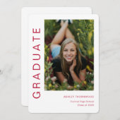 Modern eenvoudig verticaal foto-Afstuderen Kaart (Voorkant / Achterkant)