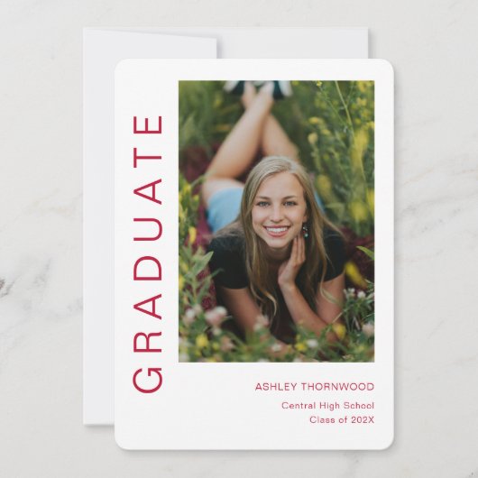 Modern eenvoudig verticaal foto-Afstuderen Kaart (Voorkant)
