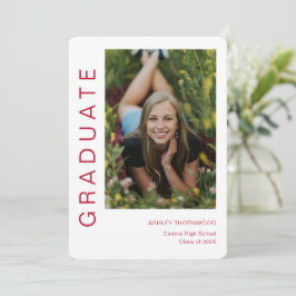 Modern eenvoudig verticaal foto-Afstuderen Kaart