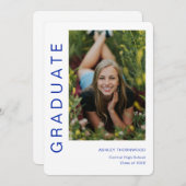 Modern eenvoudig verticaal foto-Afstuderen Kaart (Voorkant / Achterkant)