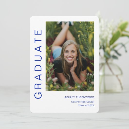 Modern eenvoudig verticaal foto-Afstuderen Kaart (Staand voorkant)