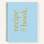Modern Eenvoudig Vet Blauw en Goud Monogram Recept Notitieboek (Voorkant)