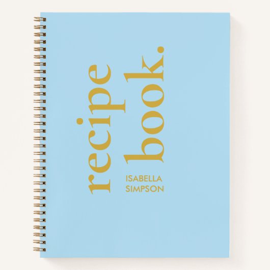 Modern Eenvoudig Vet Blauw en Goud Monogram Recept Notitieboek (Voorkant)