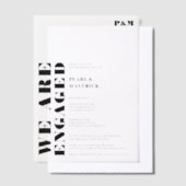 Modern eenvoudig vet Elegant zwart wit Verloving Vellum Uitnodigingen (Offset)