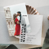 Modern eenvoudig vet Elegant zwart wit Verloving Vellum Uitnodigingen