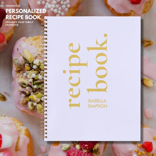 Modern Eenvoudig Vet Lila en Goud Monogram Recept Notitieboek