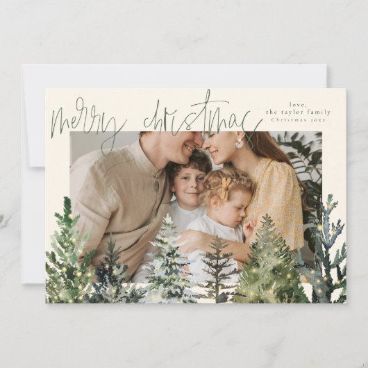 Modern Eenvoudig Vrolijk Kerstmis Foto Kerstmis Ka Feestdagenkaart (Voorkant)