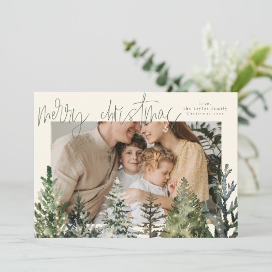 Modern Eenvoudig Vrolijk Kerstmis Foto Kerstmis Ka Feestdagenkaart (Staand voorkant)
