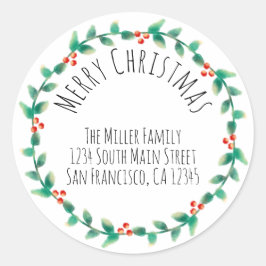 Modern Eenvoudig Vrolijk Kerstmis Holly Terugkeera Ronde Sticker