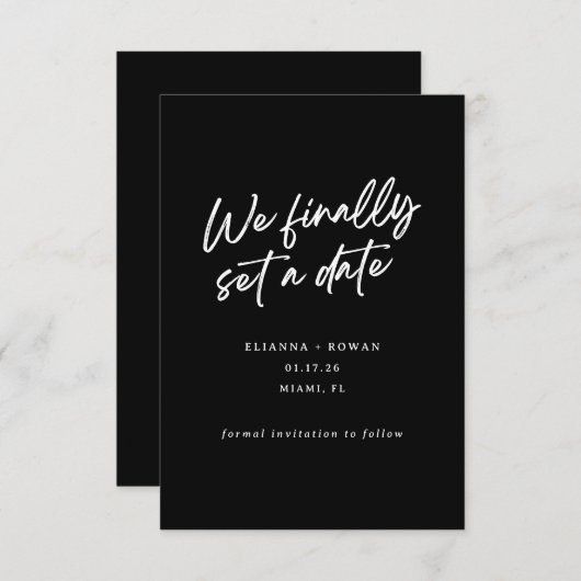 Modern eenvoudig We eindelijk instellen een datum  Save The Date (Voorkant / Achterkant)