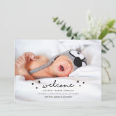 Modern eenvoudig welkom pasgeborene. Nieuwe geboor Aankondiging (Staand voorkant)