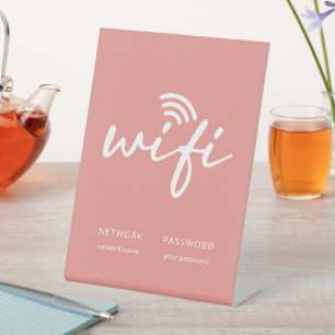 Modern Eenvoudig WiFi Netwerk Wachtwoord Koraal Ro Reclamebord Met Voetstuk