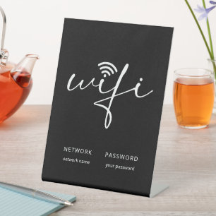 Modern Eenvoudig WiFi Script Netwerk Wachtwoord Zw Reclamebord Met Voetstuk