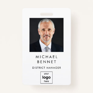 Modern Eenvoudig Wit Corporate Foto ID Badge