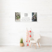 Modern Eenvoudig Wit Custom Business Logo & Foto Spandoek (Insitu)