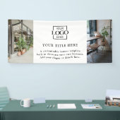 Modern Eenvoudig Wit Custom Business Logo & Foto Spandoek (Beurs)