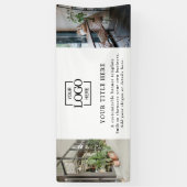 Modern Eenvoudig Wit Custom Business Logo & Foto Spandoek (Verticaal)