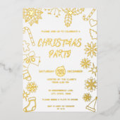 Modern Eenvoudig Wit en Goud Elegant Kerstfeest Folie Uitnodiging (Voorkant)