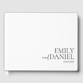 Modern, eenvoudig, wit en zwart gastenboek (Voorkant)