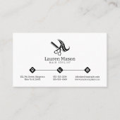 Modern Eenvoudig Wit en Zwart Haar Stylist Salon Visitekaartje (Voorkant)