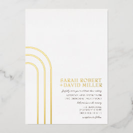 Modern Eenvoudig Wit Goud Classy Bruiloft Folie Uitnodiging