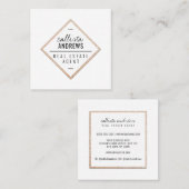 Modern Eenvoudig Wit Goud Glitter Diamantplein Vierkante Visitekaartje (Voorkant / Achterkant)