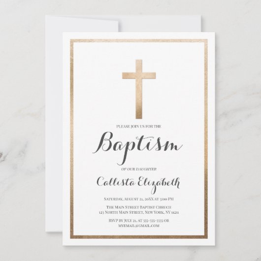 Modern eenvoudig wit goud grensoverschrijdende doo kaart (Voorkant)