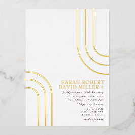 Modern Eenvoudig Wit Goud Minimale Bruiloft Folie Uitnodiging