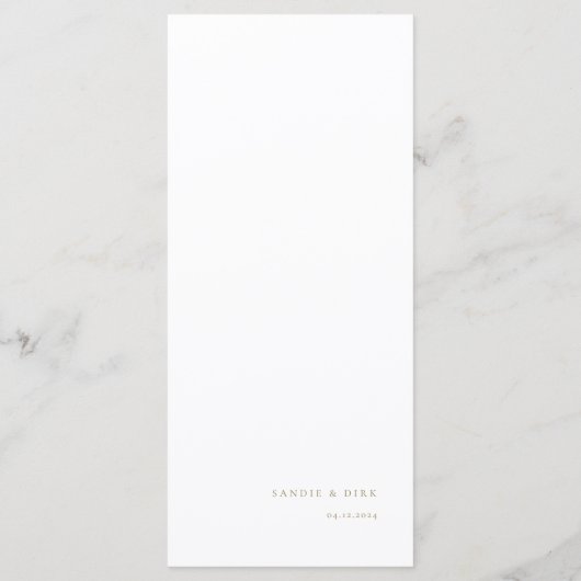 Modern Eenvoudig Wit Goud Olijftak Bruiloft Menu (Achterkant)