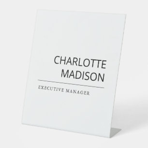 Modern Eenvoudig Wit Trendy Minimalistisch Eenvoud Reclamebord Met Voetstuk